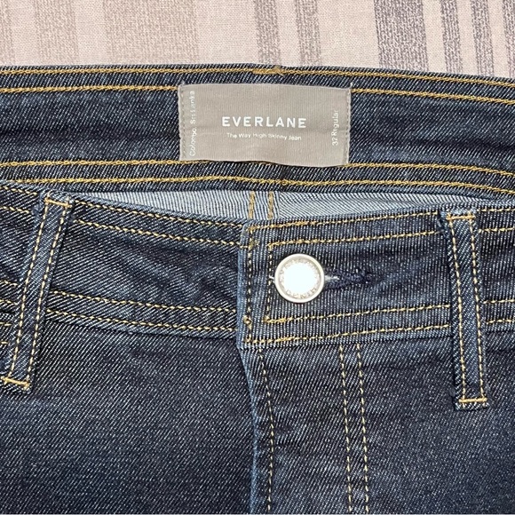 Everlane “Way High” Waisted Clean Front Skinny Jeans Dark Wash Denim Sz 32 - Picture 3 of 14